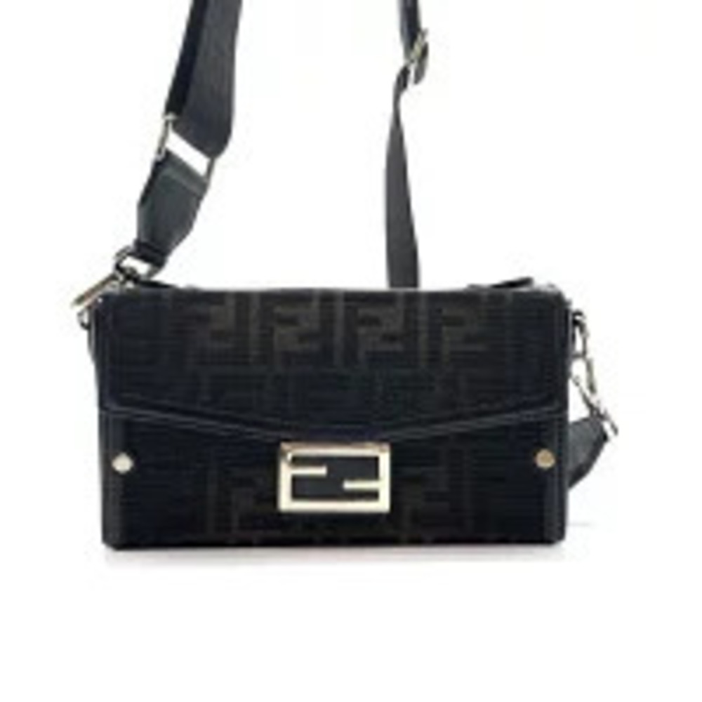 Fendi Bucket Soft Trunk Shoulder Bag Pouch Clutch Crossbody Canvas Leather